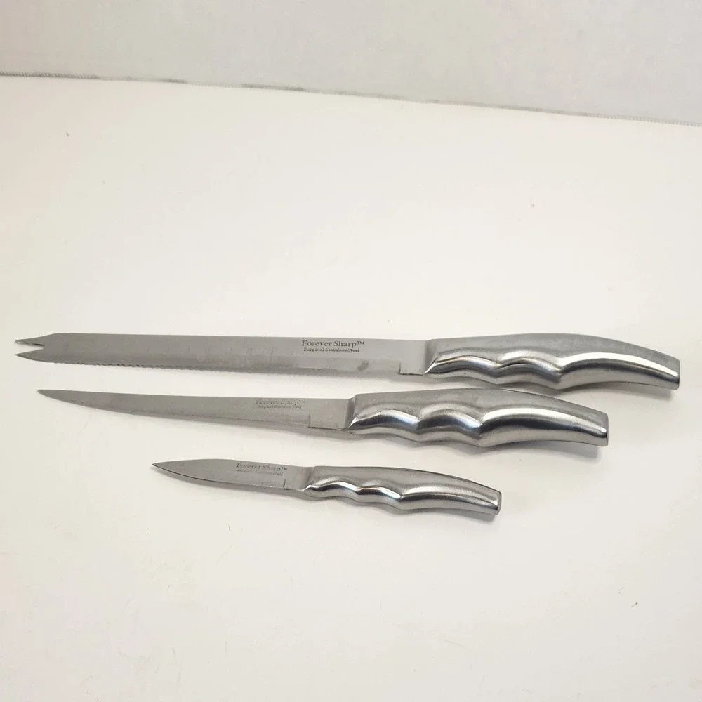 Vintage Forever Sharp Surgical Stainless Steel Knife Set 3 Piece Ergo Handle